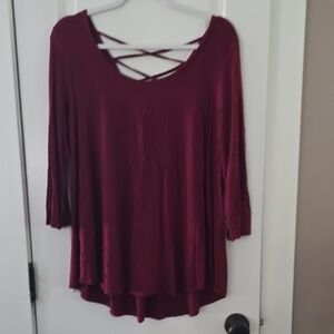 Women's Burgundy Crisscross Back Top